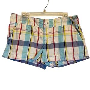 Mossimo Supply Co. Junior sz 11 Plaid- Blue, Red, Yellow low rise Y2K shorts